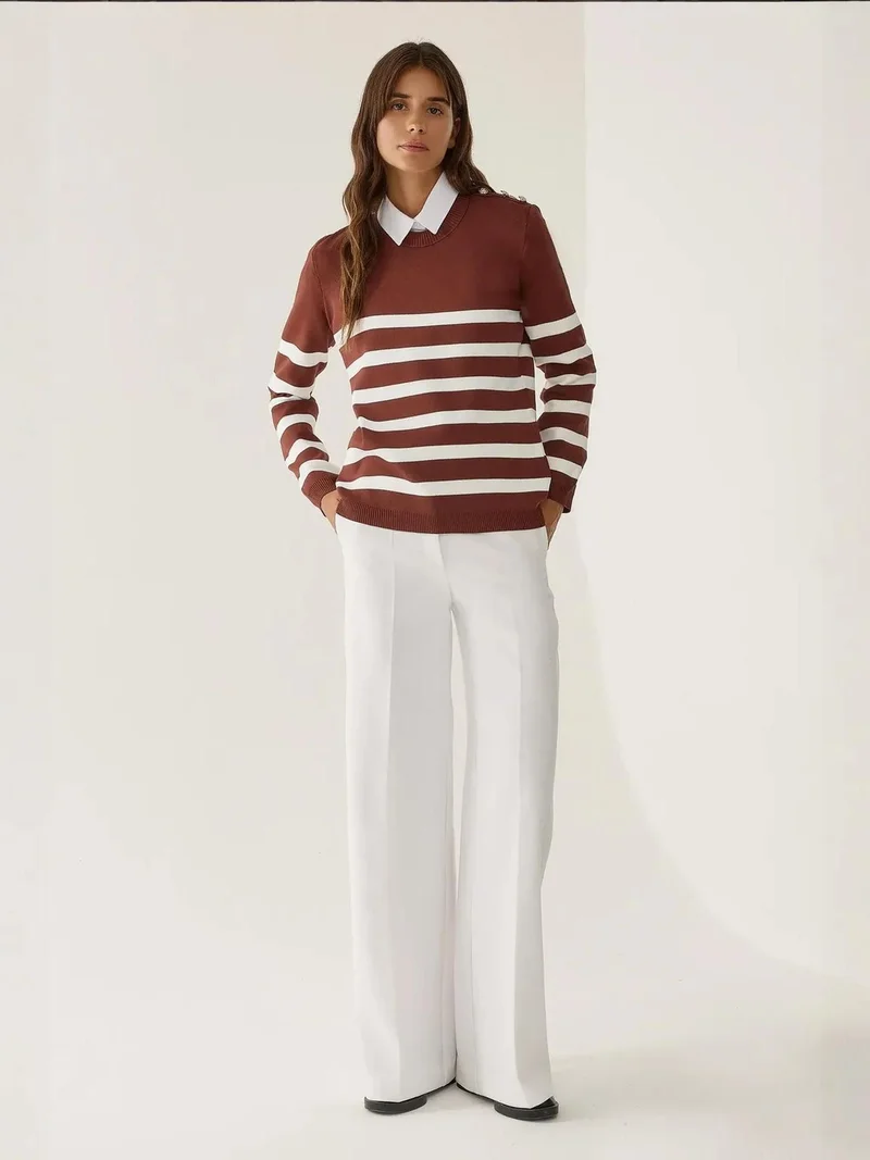 زوبعة كنزة محبوكة مخططة