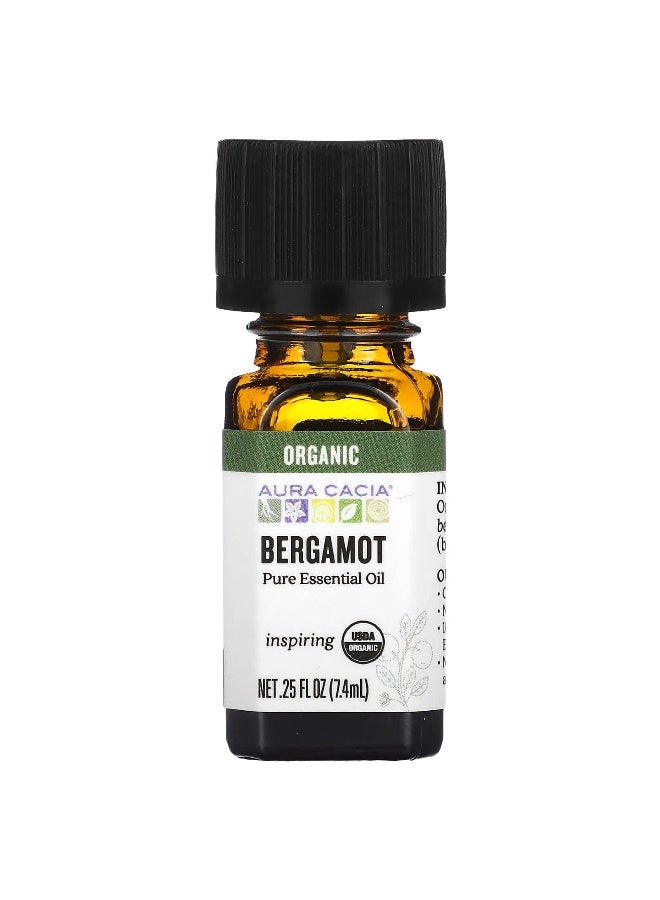 Aura Cacia أورا كاسيا، زيت أساسي نقي، برغموت عضوي، 0.25 أونصة سائلة (7.4 مل) - Image 1