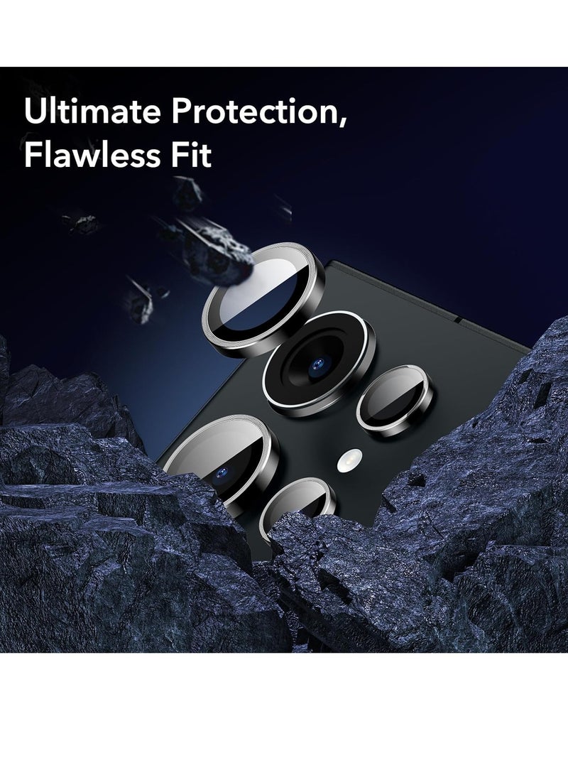 إلترازون واقي عدسة كاميرا Samsung Galaxy S24 Ultra، واقيات عدسات فردية، زجاج مقوى رفيع للغاية مقاوم للخدش مع حواف من الألومنيوم، جراب Galaxy S24 Ultra صديق، مجموعتان، أسود - Image 2