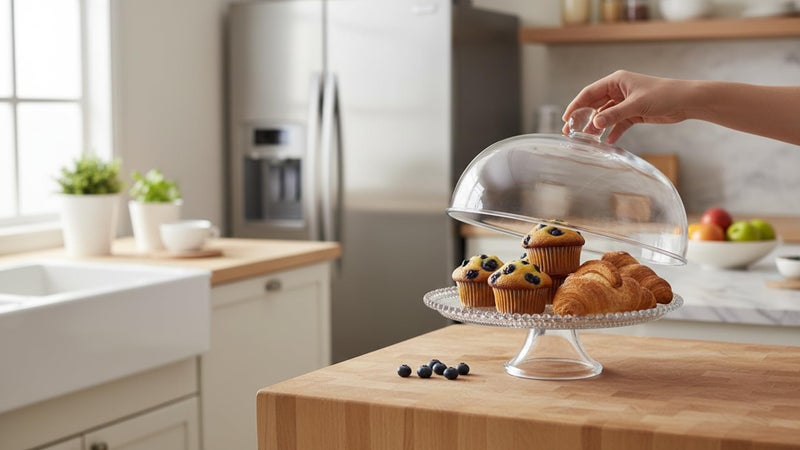 Glass Cake Serving Plate with Transparent Lid – Elegant Cake Stand for Storing and Displaying Desserts – Stylish Design for Kitchen and Parties – Multi-Purpose for Cakes, Sweets, and Fruits - Image 4