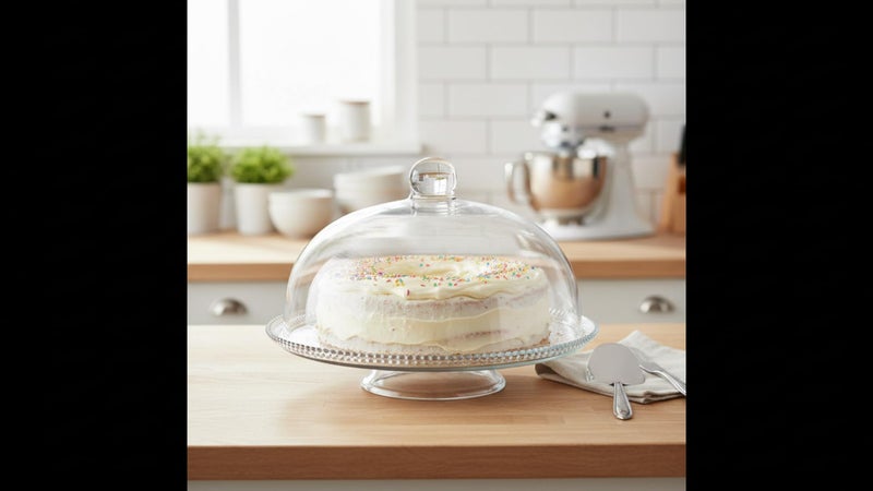 Glass Cake Serving Plate with Transparent Lid – Elegant Cake Stand for Storing and Displaying Desserts – Stylish Design for Kitchen and Parties – Multi-Purpose for Cakes, Sweets, and Fruits - Image 3