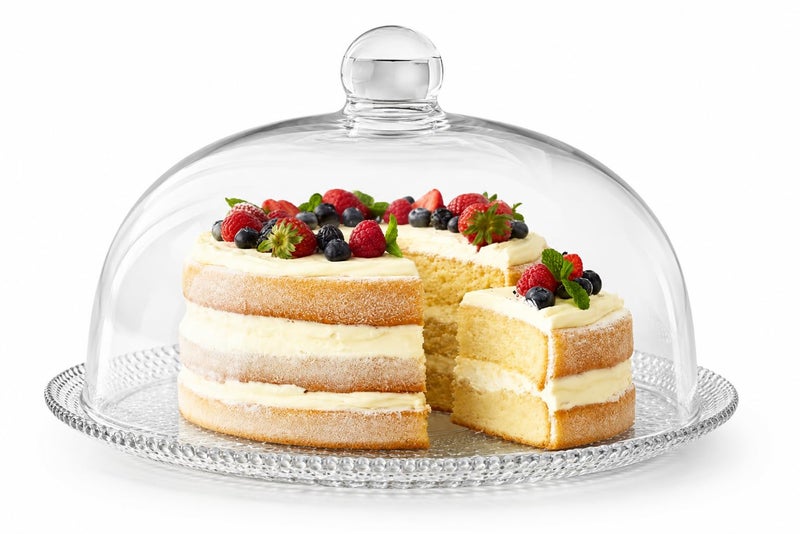 Glass Cake Serving Plate with Transparent Lid – Elegant Cake Stand for Storing and Displaying Desserts – Stylish Design for Kitchen and Parties – Multi-Purpose for Cakes, Sweets, and Fruits - Image 1