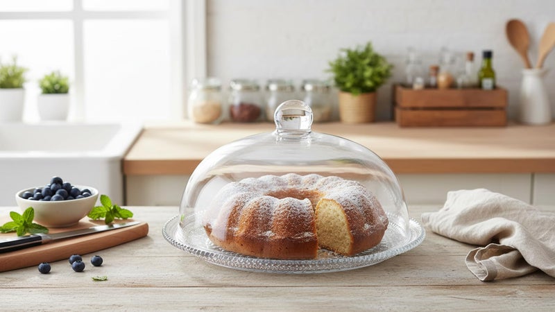 Glass Cake Serving Plate with Transparent Lid – Elegant Cake Stand for Storing and Displaying Desserts – Stylish Design for Kitchen and Parties – Multi-Purpose for Cakes, Sweets, and Fruits - Image 2
