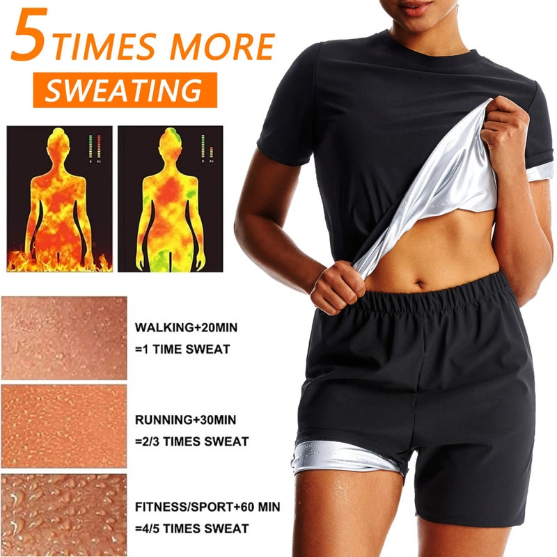 Bluejw Sauna Sweat Suit Waist Trainer Shorts Women, Body Shaper Workout Thigh Trimmers, Weight Loss - Image 3