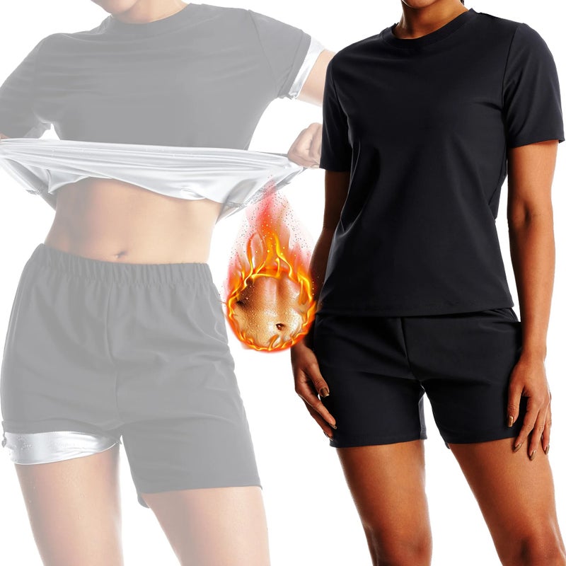 Bluejw Sauna Sweat Suit Waist Trainer Shorts Women, Body Shaper Workout Thigh Trimmers, Weight Loss - Image 2