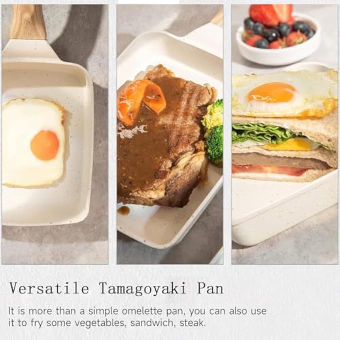 Zarmanuae Japanese Omelette Pan Egg Pan Tamagoyaki Nonstick Egg Frying Pan Healthy Granite Egg Skillet For Breakfast Pfoa  Ptfes Free 7X6 Inch Suitable For Gas Stove  Induction Cookware - Image 3