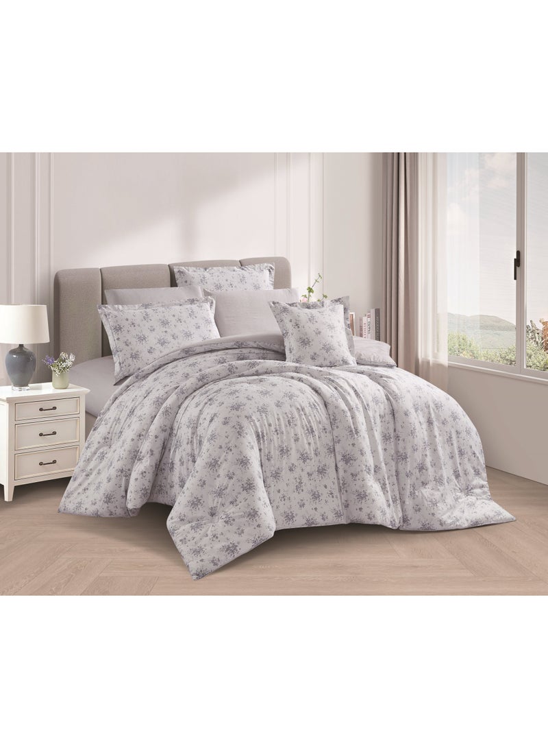 LEVORE 7-piece bedspread set, 100% soft cotton, floral pattern, double-sided, summer style, with filling and fasteners, suitable for King bed - Image 1