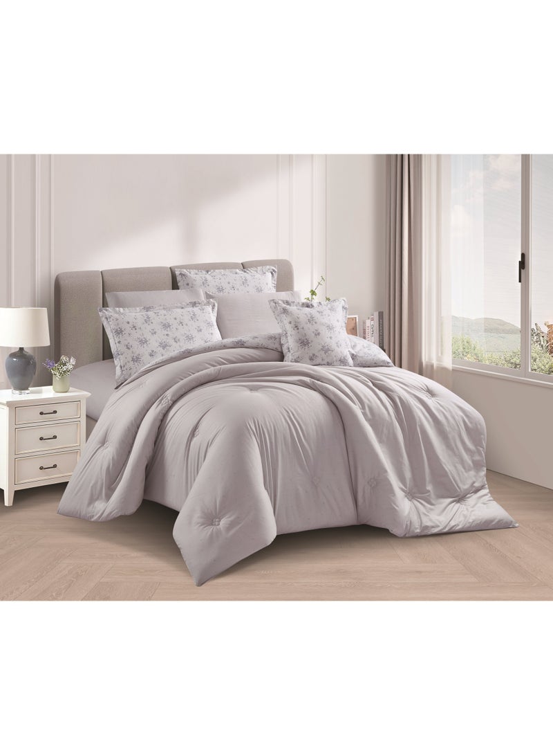 LEVORE 7-piece bedspread set, 100% soft cotton, floral pattern, double-sided, summer style, with filling and fasteners, suitable for King bed - Image 2