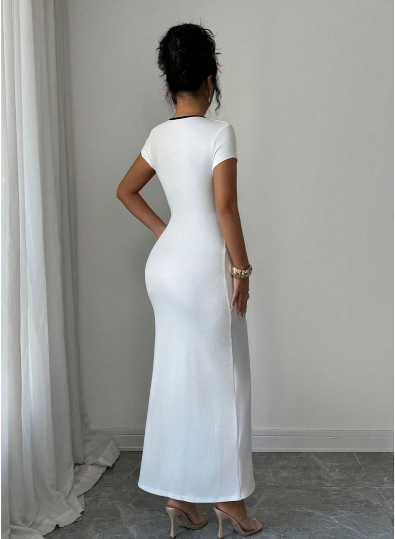 Shein French Elegant Cinched Waist High-Quality Elegant Dress, Spring/Summer - Image 2