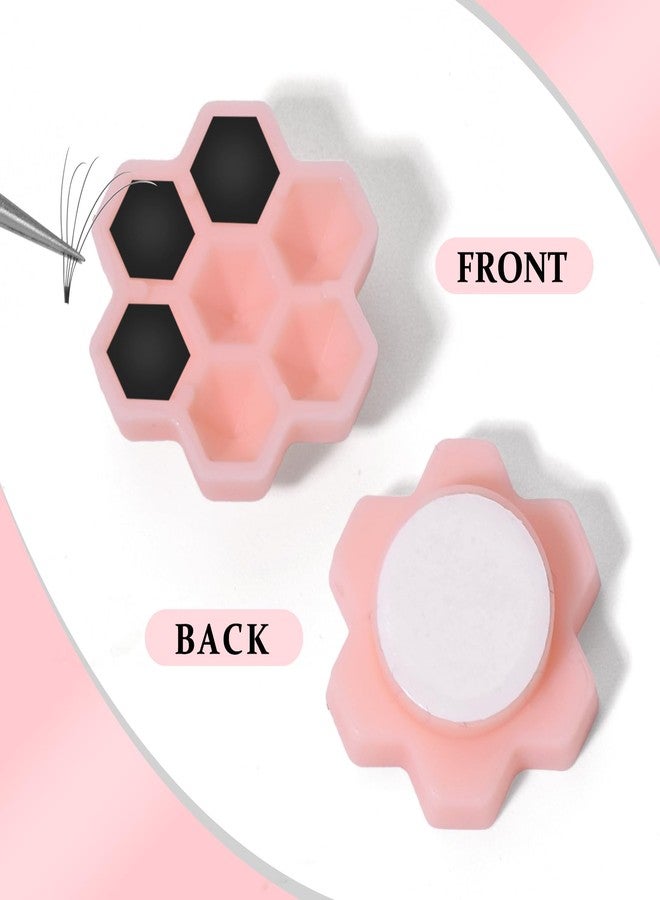 BAMTTOO 120pcs Eyelash Extension Glue Holder Honeycomb Shaped Eyelash Glue Cups With Ring for Women Girls Eyelash Extension Supplies (120pcs Pink Honeycomb Cups) - Image 5