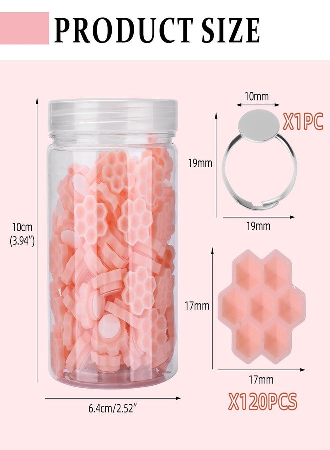 BAMTTOO 120pcs Eyelash Extension Glue Holder Honeycomb Shaped Eyelash Glue Cups With Ring for Women Girls Eyelash Extension Supplies (120pcs Pink Honeycomb Cups) - Image 2
