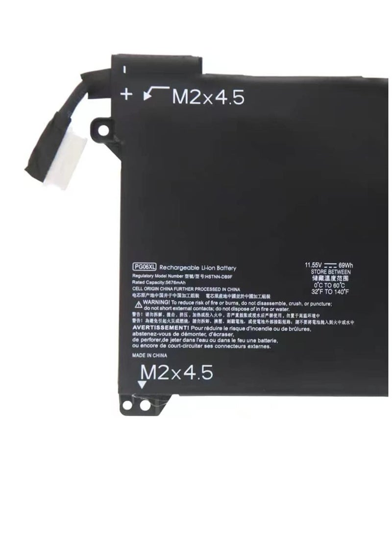 بطارية كمبيوتر محمول 11.55 فولت 69 وات في الساعة PG06XL HSTNN-DB9F L48431-2C1 L48497-005 متوافقة مع HP Omen 15T-DH000 15T-DH100 15-DH0XXX Omen 5 Air - Image 2