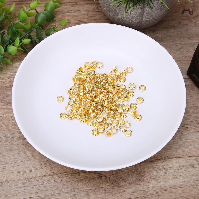 100pcs Eyelet with Washers, Metal Brass Grommets Eyelets, 4mm Eyelet Brass Grommet, Rivet Tool Round Hole Grommet Eyelet for DIY Leathercrafts, Sewing & Repair Clothing, Etc (Gold) - Image 3