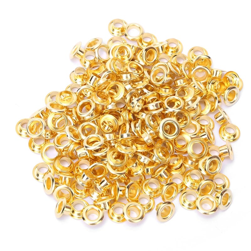100pcs Eyelet with Washers, Metal Brass Grommets Eyelets, 4mm Eyelet Brass Grommet, Rivet Tool Round Hole Grommet Eyelet for DIY Leathercrafts, Sewing & Repair Clothing, Etc (Gold) - Image 1