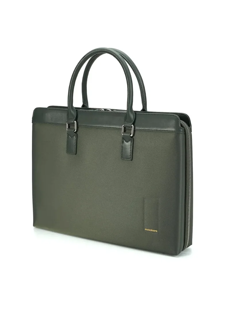 Mokobara The Briefcase Pro - Premium Vegan Leather & Water-Resistant Nylon | Green Energy, Green