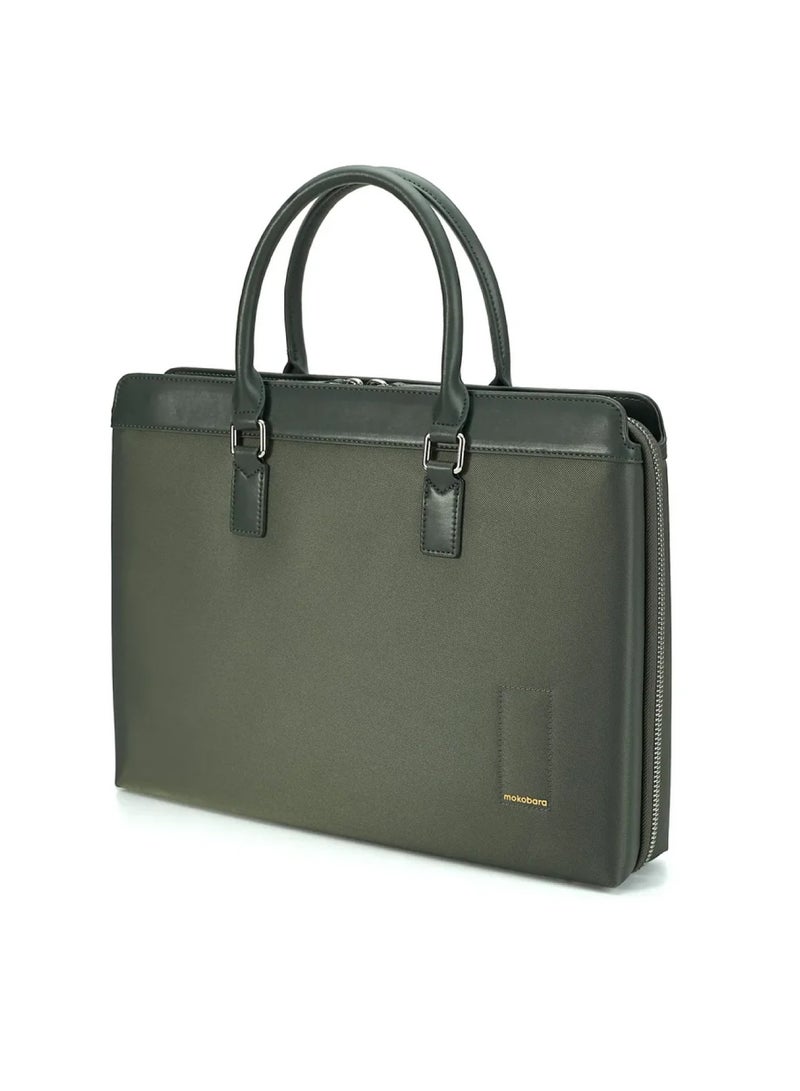 Mokobara The Briefcase Pro - Premium Vegan Leather & Water-Resistant Nylon | Green Energy, Green  - Image 1
