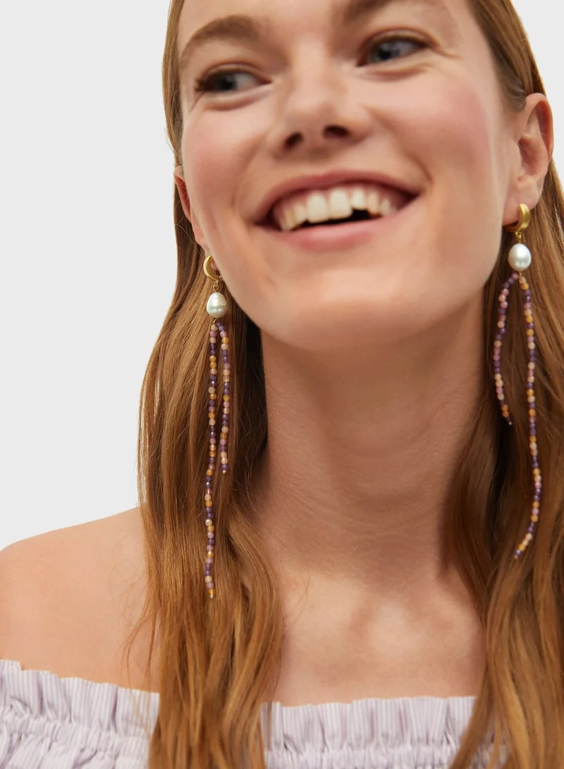 مانجو Madonna Beaded Pendant Drop Earrings