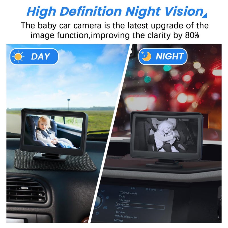 FEISIKE Car Baby Camera, 4.3'' HD Infrared Night Vision Function Baby Car Camera Display, Backseat Camera for Kid with 150Â° Wide View & 360Â° Rotatable Easy Installation in 5 Mins Rear Facing Mirrors - Image 5