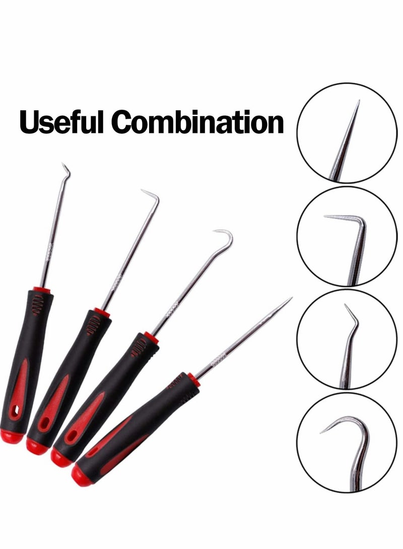 Hook Pick Set, 4 Pcs Precision Pick & Hook Set Hose Removal Hook Set Car Auto Repair Maintenance Tools for Oil Seal Puller - Image 3
