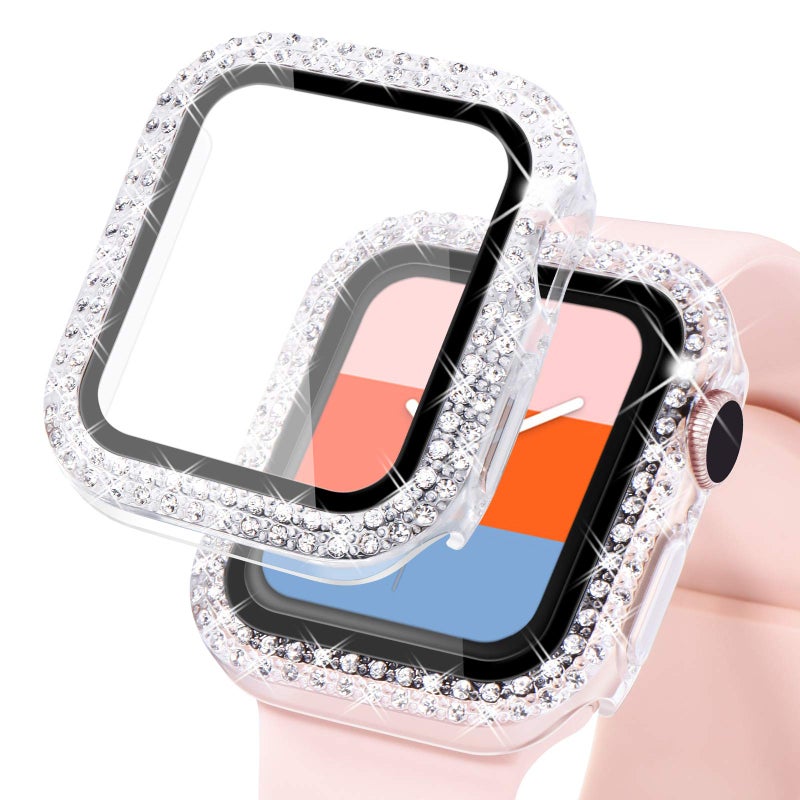 KADES Bling Case for Apple Watch 40mm with Built-in Screen Protector, Sparkling Rhinestone Protective Cover Compatible with Apple Watch Series SE3 SE2 6 5 4 SE (40mm, Clear) - Image 1