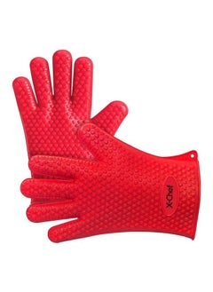 Silicone Hand Gloves Red 20x14centimeter