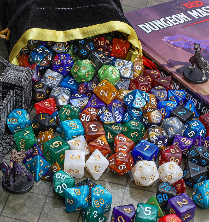 CiaraQ DND Dice Sets - 26 X 7 Polyhedral Dice (182pcs) with a Large Drawstring Bag Great for Dungeons and Dragons, Role Playing Table Game. - Image 5