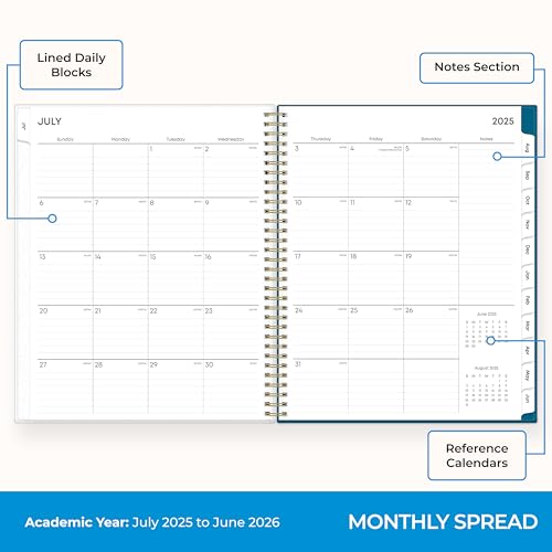 Blue Sky 2025-2026 Academic Year Weekly and Monthly Planner Calendar, July 2025 - June 2026, 12-Month, 8.5" x 11", Flexible Cover, Wirebound, Laminated Tabs, Bakah Blue - Image 4