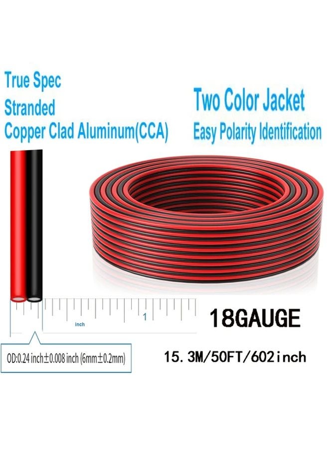18 AWG 2 Conductor Red Black Wire 602.36 Inch Automotive LED Lights Extension Cord - Image 1