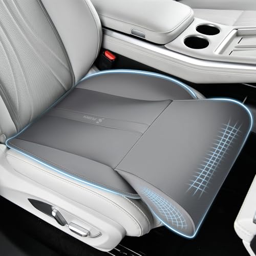 FLORICH Car Seat Extender Leg Support Cushion for Driver Seats Office Chair Leather Memory Foam Widened seat Cushion for Long Drivers Universal Car Seat Cushion Legs Rest PadsLight Grey - Image 1