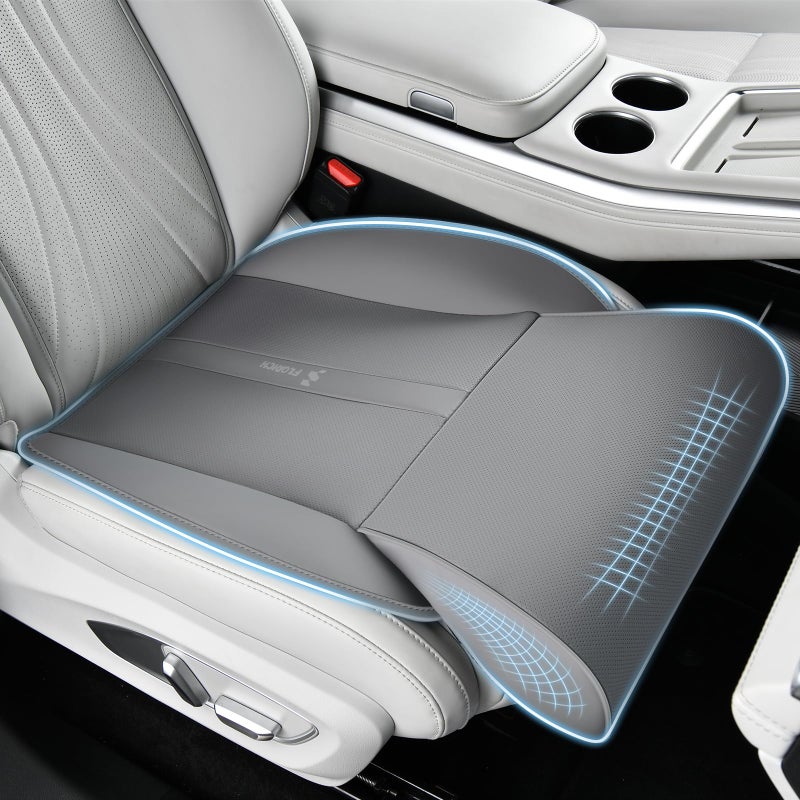 FLORICH Car Seat Extender Leg Support Cushion for Driver Seats Office Chair Leather Memory Foam Widened seat Cushion for Long Drivers Universal Car Seat Cushion Legs Rest PadsLight Grey - Image 3