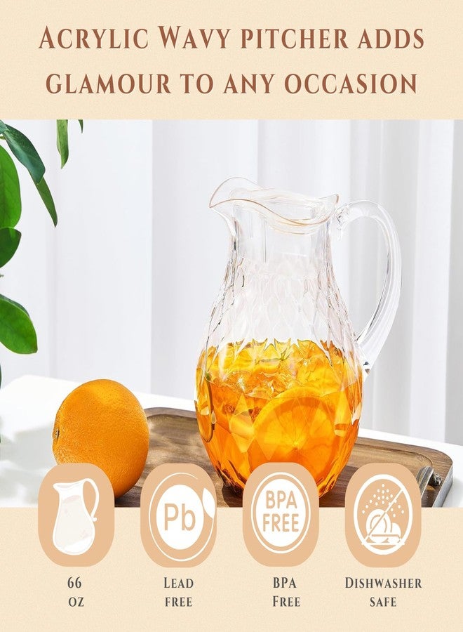 Khen - Wavy - Acrylic Pitcher (66 oz) Clear Plastic Water Pitcher with Lid, Fridge Jug, BPA-Free, Shatter-Proof, Great for Iced Tea, Sangria, Lemonade, Juice, Milk, and More, 750ml, BPA-Free - Image 5