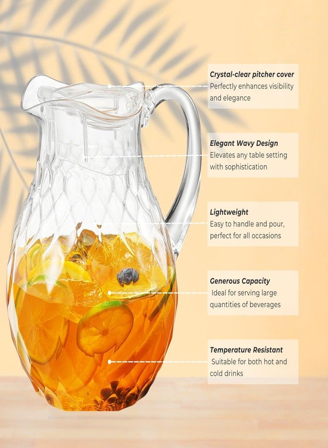 Khen - Wavy - Acrylic Pitcher (66 oz) Clear Plastic Water Pitcher with Lid, Fridge Jug, BPA-Free, Shatter-Proof, Great for Iced Tea, Sangria, Lemonade, Juice, Milk, and More, 750ml, BPA-Free - Image 3