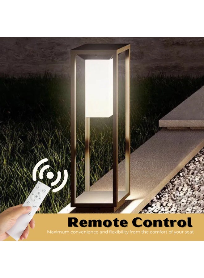 Vmax Solar Garden Post Lamps | Remote Control | 60 CM | 3 Color Change | 3000K Warm, 4500K Natural, 6000K Cool, White Light | Outdoor Porch, Deck, Patio, Yard, Garden, Lawn (15.1 x 15.1 x 60 Cm) - Image 1