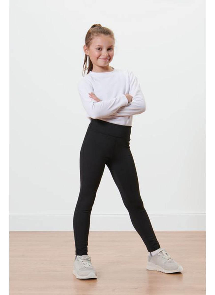 Tchibo Kids Girl Solid Pull On Tights, Black  - Image 1
