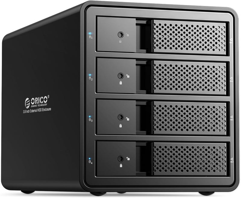 Orico 4 Bay Hard Drive Enclosure Aluminum USB3.0 with Hard Drive Tray-Less Design, Build-in 80mm Cooling Fan and 150W Power Supply Max Up to 64TB-9548 - Image 1