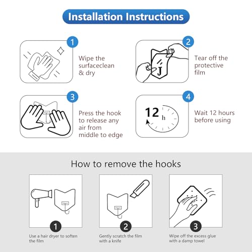 nabreeli Heavy Duty Adhesive Hooks 18 Pack - Holds 15 lbs, No Drill Stick Plastic Hook Hangers for Hanging Towel Shower Bathroom, Kitchen, Cabinet - Strong Wall Hanger for Ornaments, Apartment Bedroom - Image 5