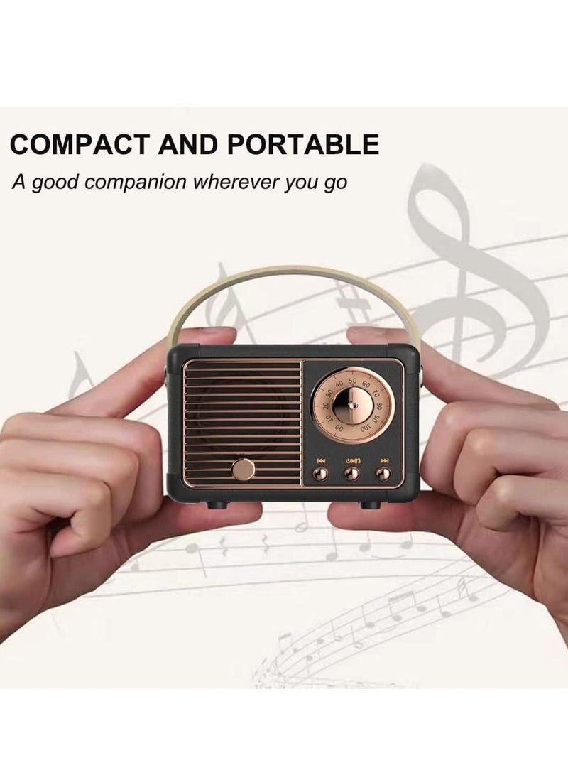 Retro Bluetooth Speaker Bluetooth Mini Speaker,Outdoor Wireless Speaker with Crystal Clear Stereo Sound Rich Bass,Retro Portable Speaker for iPhone,Android Devices and Tablet (Black) - Image 2