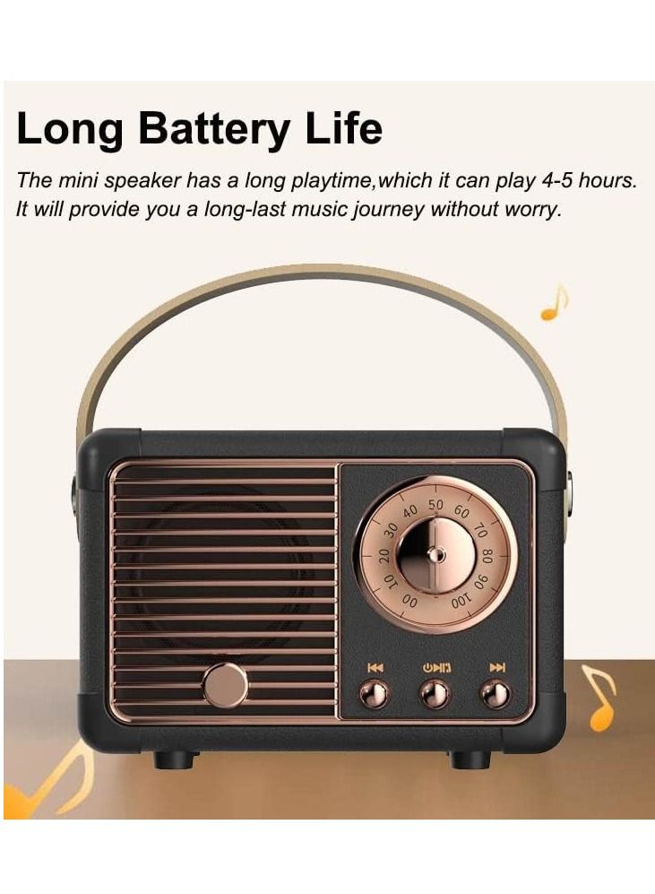 Retro Bluetooth Speaker Bluetooth Mini Speaker,Outdoor Wireless Speaker with Crystal Clear Stereo Sound Rich Bass,Retro Portable Speaker for iPhone,Android Devices and Tablet (Black) - Image 3