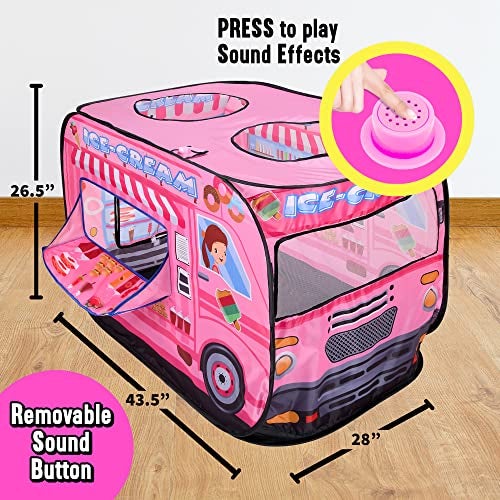 Playbees Musical Ice Cream Truck Pop Up Play Tent with 3 Openings  Tent for Toddlers  Indoor  Outdoor  Pop Up Tents for Kids  Includes Carry Bag and Sound Button 435x28x265 Inch - Image 5