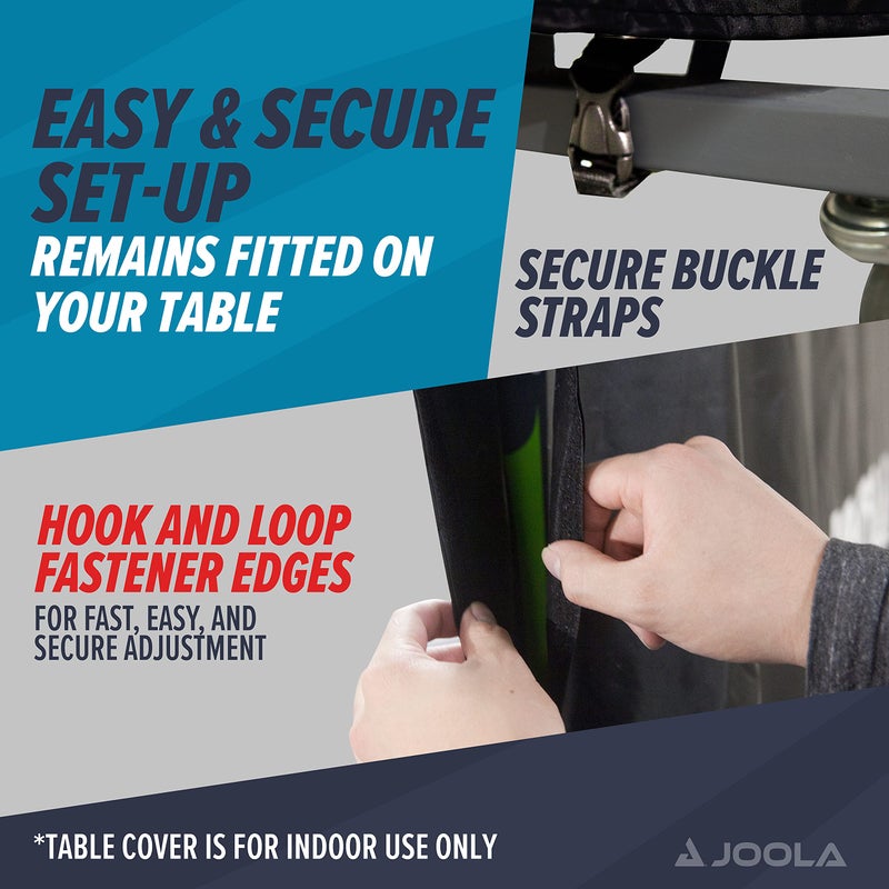JOOLA غطاء طاولة تنس الطاولة الداخلية JOOLA يناسب الطاولات القابلة للطي والطاولات المسطحة مع الشبكات - غطاء تنس طاولة مقاوم للماء وسهل الرفع - وظيفة مزدوجة، يناسب الطاولات 9x5 في الوضع العمودي أو الأفقي - Image 4