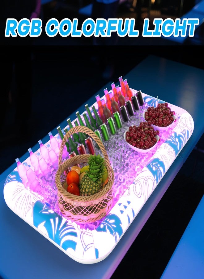 CACSPS 2 pcs-Ice Buffet Serving Tray Drink Cooler with Drain Plug,Inflatable Colorful Light Ice Serving Buffet Bar Inflatable Cooler for Parties Food - Image 2