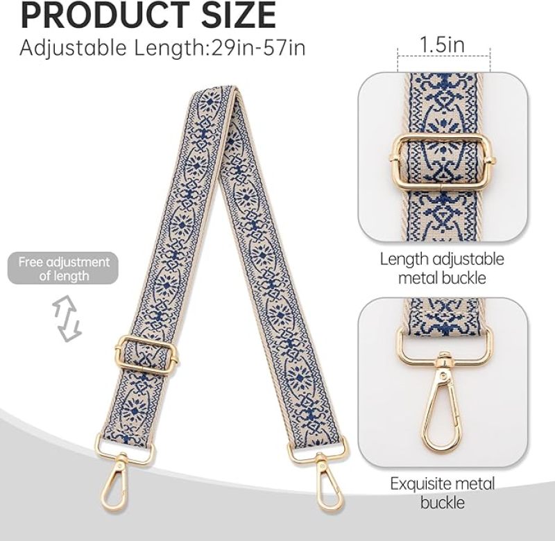Adjustable Shoulder Strap 75-145cm Nylon Canvas Crossbody Replacement Strap - 3.8cm Wide Non-Slip Strap for Single Shoulder - Image 2