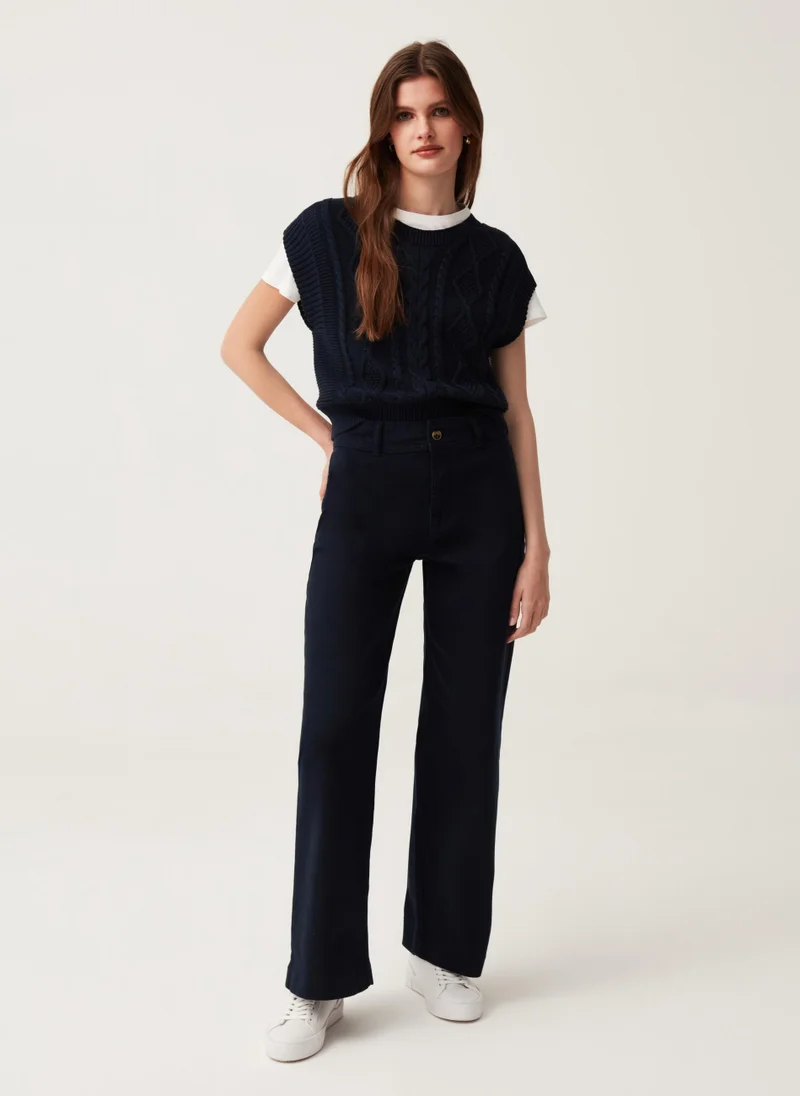او في اس Wide-leg trousers in stretch cotton