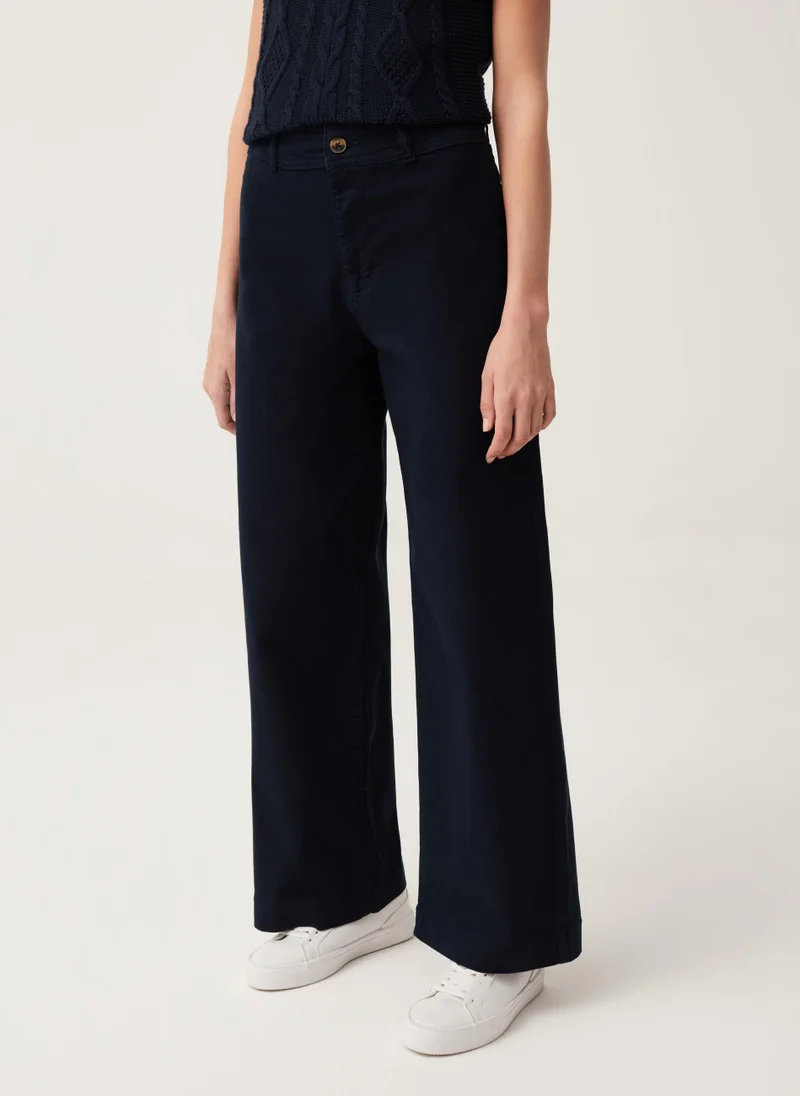 او في اس Wide-leg trousers in stretch cotton