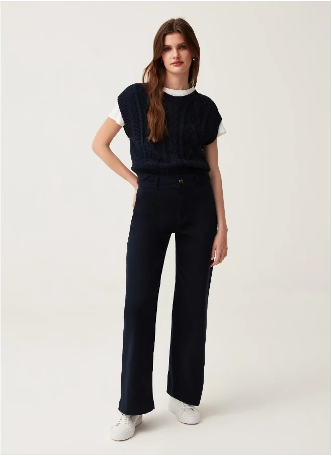 او في اس Wide-leg trousers in stretch cotton