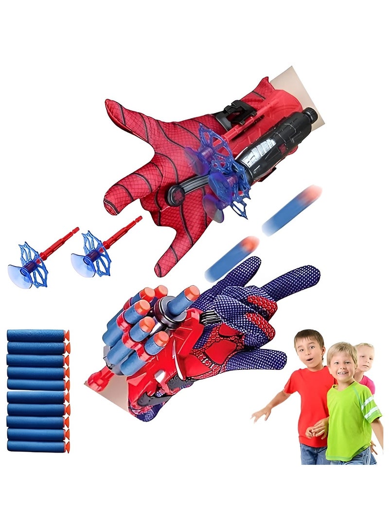2 Sets Spider Web Shooters Toy,Web Shooter Launcher String Toy, Spider Gloves Man Web Shooters for Kids, Hero Launcher Wrist Toy Set, Cosplay Launcher Gloves Hero Movie Launcher with Wrist Toy Set - Image 2
