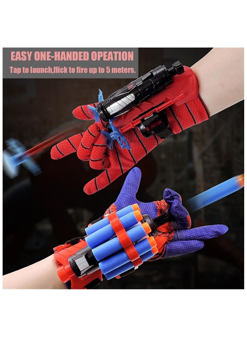 2 Sets Spider Web Shooters Toy,Web Shooter Launcher String Toy, Spider Gloves Man Web Shooters for Kids, Hero Launcher Wrist Toy Set, Cosplay Launcher Gloves Hero Movie Launcher with Wrist Toy Set - Image 4