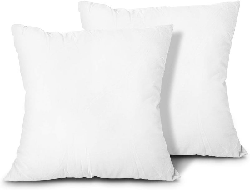 Edow Throw Pillow Inserts, Set of 2 Lightweight Down Alternative Polyester Pillow, Couch Cushion, Sham Stuffer, Machine Washable. (White, 18x18) - Image 1