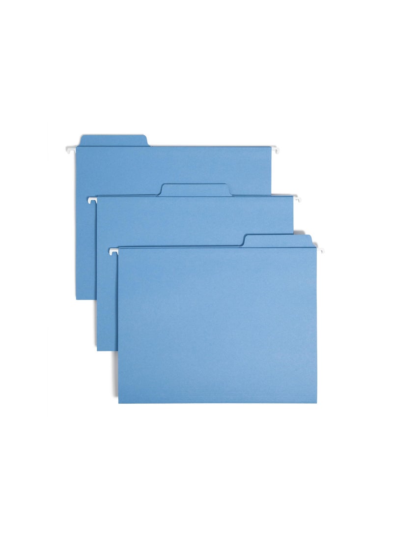 Smead Smead FasTab Hanging File Folders, 20 Count, Blue, 1/3-Cut Built-in Tabs, Letter Size (64099)  - Image 1