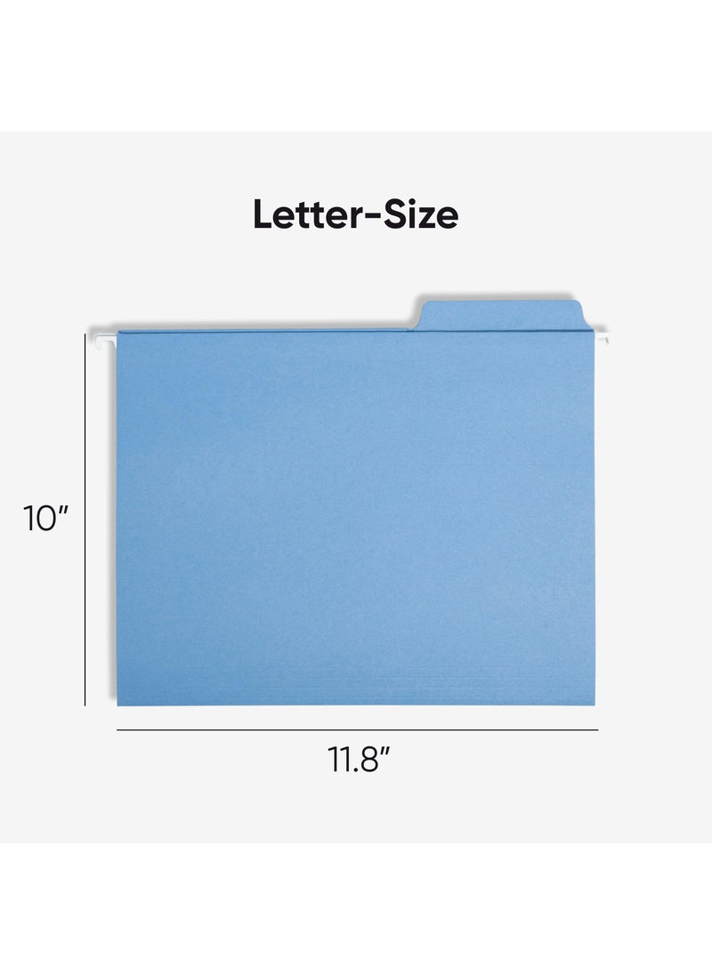 Smead Smead FasTab Hanging File Folders, 20 Count, Blue, 1/3-Cut Built-in Tabs, Letter Size (64099)  - Image 2